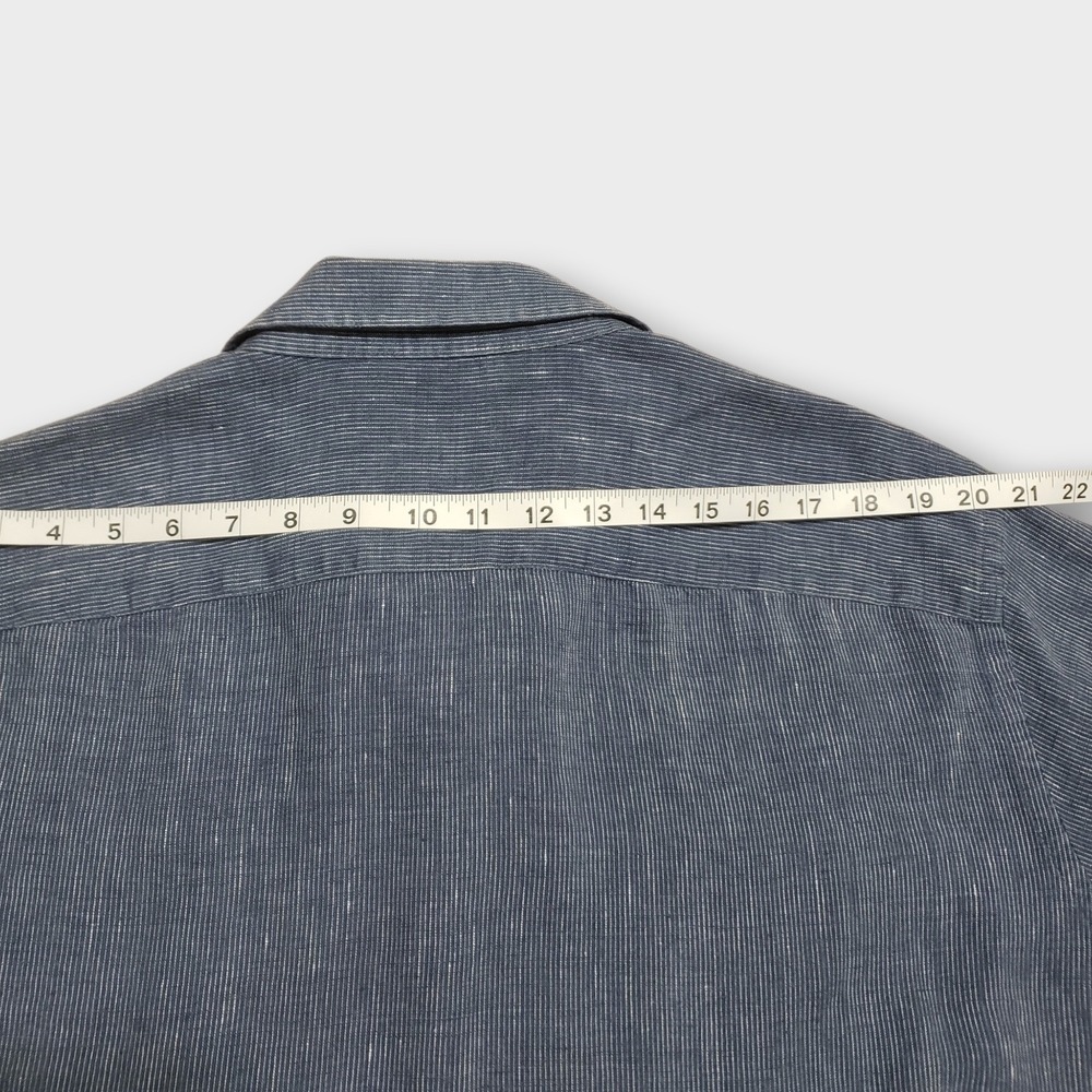 UNTUCKit Canon Linen Shirt Blue Stripe Short Sleeve Relaxed Fit Mens XXL - Picture 9 of 10